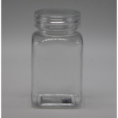 glass looking free sample 100cc PET  high quality new design square transparent bottle screw clear cap for medicine storage